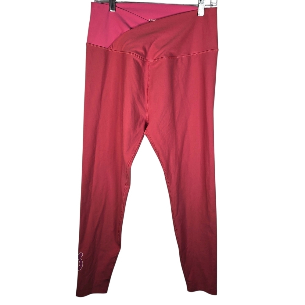 Peloton High Rise Ankle Leggings Size XL Pink Cross Over Waist Athletic Pant - Picture 1 of 9